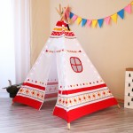 Cort mare cu LEDuri Play Tepee Alb-Rosu Sunny